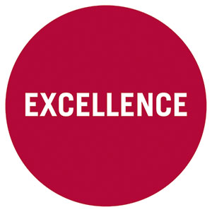 red circle that says "excellence"