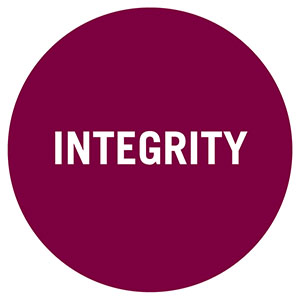 purple circle that says "integrity"