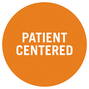 orange circle that says "patient centered"