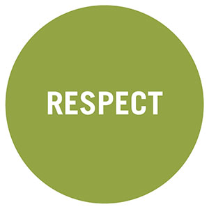 green circle that says "respect"